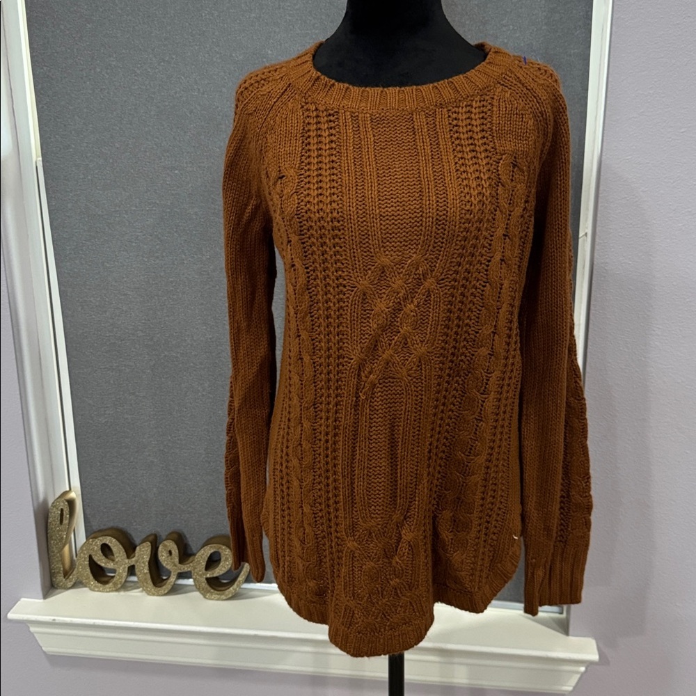 Pink Rose Warm Brown Knit Sweater